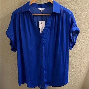 NWT Vibrant Blue Button-Up Blouse